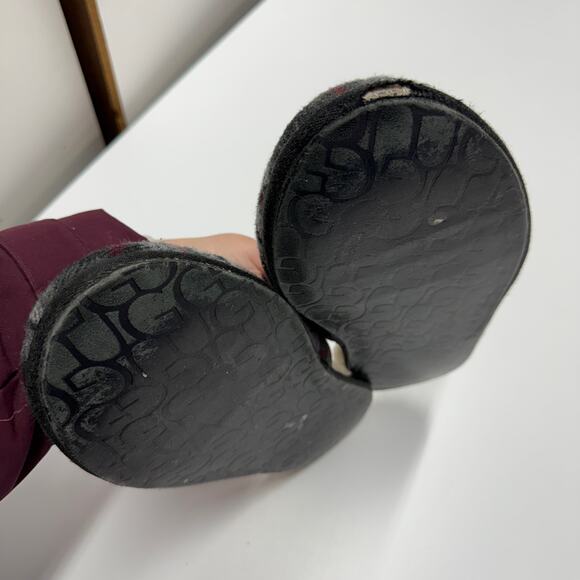 UGG Slippers Mens 12 Grey Plaid Scuff Tartan Fleece Lined - Picture 10 of 11